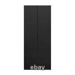 Matt Black Modern Scandinavian Style 2 Door 2 Large Drawer Combination Wardrobe