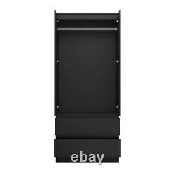 Matt Black Modern Scandinavian Style 2 Door 2 Large Drawer Combination Wardrobe