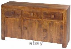 Medium Walnut Dakota Range Large Sideboard 3 Doors, 3 Drawers