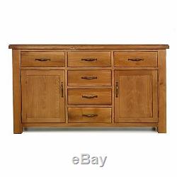 Melrose solid oak furniture extra large six drawer two door sideboard