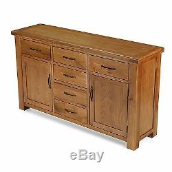 Melrose solid oak furniture extra large six drawer two door sideboard