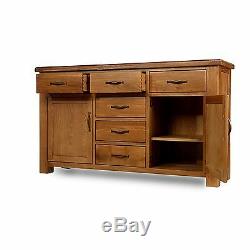 Melrose solid oak furniture extra large six drawer two door sideboard