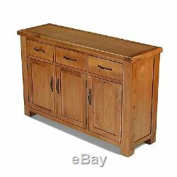 Melrose solid oak furniture large three door three drawer sideboard