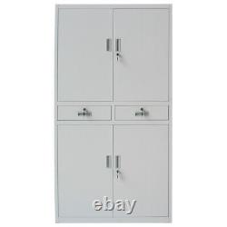 Metal Cabinet 4 Doors 2 Drawers Lockable Locker Lab Office File Large Cabinet