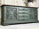 Mid Century Large Solid Oak Green Sideboard Kitchen Dresser Showhome