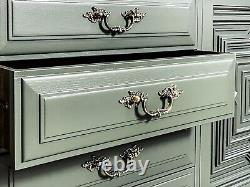 Mid Century Large Solid Oak Green Sideboard Kitchen Dresser Showhome