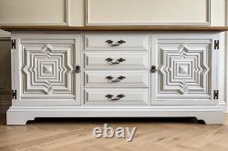 Mid Century Large Younger Solid Oak Green Sideboard Kitchen Dresser Showhome