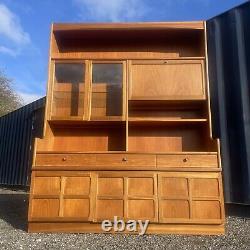 Mid Century Teak Nathan Wall Unit, Large Vintage Dresser With Cupboard & Drawers