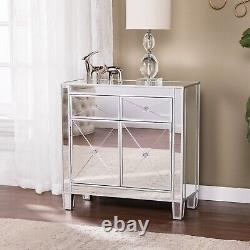 Mirage Mirrored Cabinet Sideboard 2 Drawers 2 Doors Storage Large Mirror Cabinet