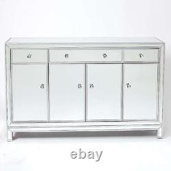 Mirrored Sideboard 3 Drawers 4 Doors Storage Large Mirror Cabinet Home Decor