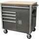 Mobile Tool Chest Workbench 5-Drawer 1-Door Cabinet Wooden Top Work Surface 36