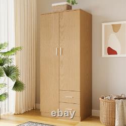 Modern 2 Door Soft Closing Wardrobe with 2 Drawer Large Furniture Unit Bedroom