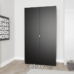 Modern Black 3 Piece Bedroom Set Large 2 Door Wardrobe Set Chest Drawers Bedside