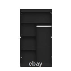 Modern Black 3 Piece Bedroom Set Large 2 Door Wardrobe Set Chest Drawers Bedside