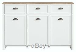 Modern Country Large Sideboard Unit Door Drawer Cabinet White Oak Finish Cannet