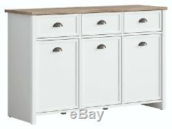 Modern Country Large Sideboard Unit Door Drawer Cabinet White Oak Finish Cannet