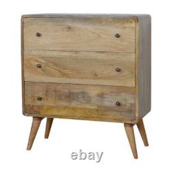 Modern Curved Chest of Drawers Oak or Chestnut Finish Available in 2 sizes