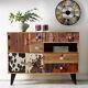 Modern Design Reclaimed Wood Drawers with Doors Large Sideboard Cabinet in Multi