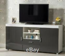 Modern High Gloss Doors TV Unit TV Stand Cabinet Sideboard with Drawers Shelves