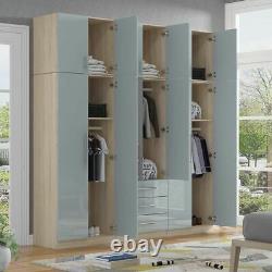 Modern LARGE 6 door top box in HIGH GLOSS GREY, fitment mirrored wardrobe