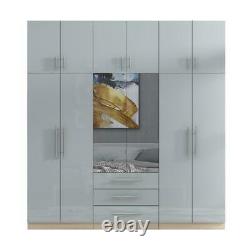 Modern LARGE 6 door top box in HIGH GLOSS GREY, fitment mirrored wardrobe