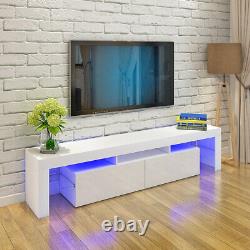 Modern Large 200cm TV Unit Cabinet Stand High Gloss Door 2 Drawer FREE LED Light