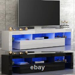 Modern Large 200cm TV Unit Cabinet Stand High Gloss Door with 2 Drawers FREE LED
