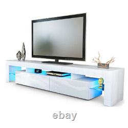 Modern Large TV Unit Cabinet Stand 2 Drawers High Gloss Doors RGB LED Lights