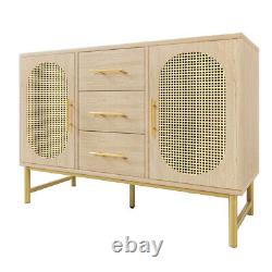 Modern Rattan Buffet Sideboard Cabinet Large Storage with 2 Doors and 3 Drawers