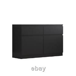 Modern Scandinavian Matt Black Sideboard Storage Unit 2 Door 2 Drawer Large