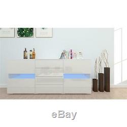 Modern Sideboard Cabinet Cupboard Large 4 Door 4 Drawer Porch Cabinet+LED Light