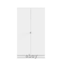 Modern White 3 Piece Bedroom Set Large 2 Door Wardrobe Set Chest Drawers Bedside