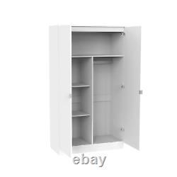 Modern White 3 Piece Bedroom Set Large 2 Door Wardrobe Set Chest Drawers Bedside