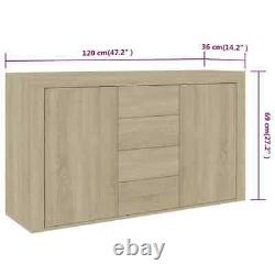 Modern Wooden Large Home Sideboard Storage Cabinet Unit With 4 Drawers 2 Doors