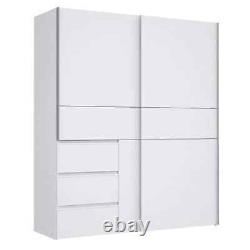 Monaco White Large 2 Door 3 Drawer Sliding Door Wardrobe Bedroom Furniture