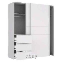 Monaco White Large 2 Door 3 Drawer Sliding Door Wardrobe Bedroom Furniture