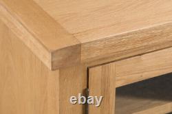 Montreal Oak Large 2 Door 1 Drawer Glazed TV Cabinet / Solid Wood Media Cabinet