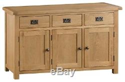 Montreal Oak Large 3 Door 3 Drawer Sideboard / Solid Wood Cupboard Storage Unit