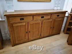 Montreal Oak Large 4 Door 3 Drawer Sideboard / Solid Wood Storage Cabinet