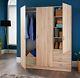 NEW XL 3 Door 2 Drawer Triple Large Wardrobe Cabinet Storage Unit Oak Effect