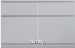 Narvik Modern 120cm Large 2 Door 2 Drawer Sideboard Matt Grey graded