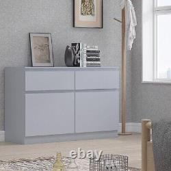 Narvik Modern 120cm Large 2 Door 2 Drawer Sideboard Matt Grey graded