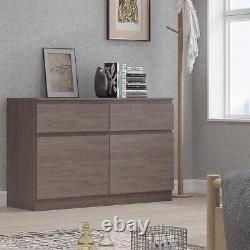 Narvik Modern 120cm Large 2 Door 2 Drawer Sideboard Rustic Oak