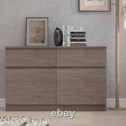 Narvik Modern 120cm Large 2 Door 2 Drawer Sideboard Rustic Oak