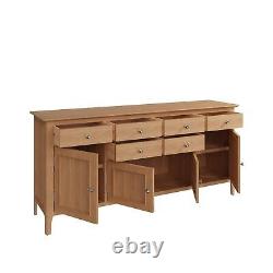 Natland Large Sideboard 6 Drawer 4 Storage Cupboard Doors Solid Wood Living Room