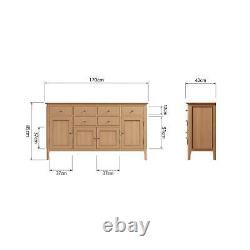 Natland Large Sideboard 6 Drawer 4 Storage Cupboard Doors Solid Wood Living Room