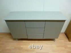 New Large Contemporary Taupe Grey & Glass Sideboard Furniture Village