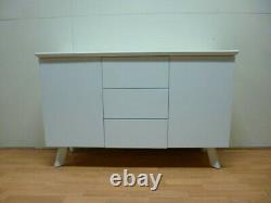 New Sleek Modern Matt White & Glass Large Sideboard Furniture Village