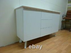 New Sleek Modern Matt White & Glass Large Sideboard Furniture Village