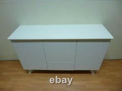 New Sleek Modern Matt White & Glass Large Sideboard Furniture Village